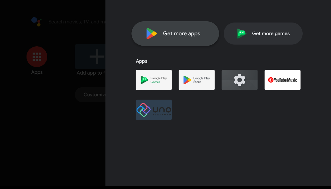 Installed Android TV app