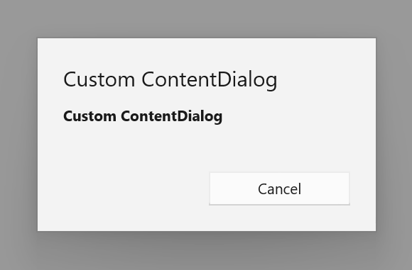 Content dialog without style sample