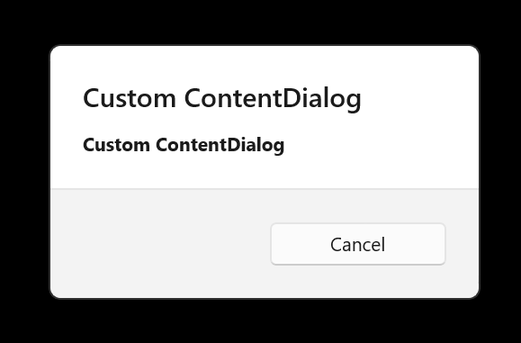 Content dialog with style sample