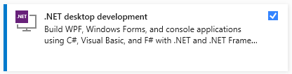 Visual Studio Installer - .NET desktop development workload