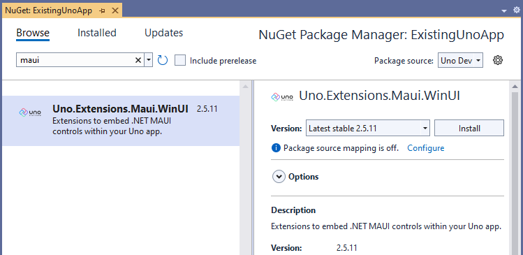 Adding reference to Uno.Extensions.Maui.WinUI