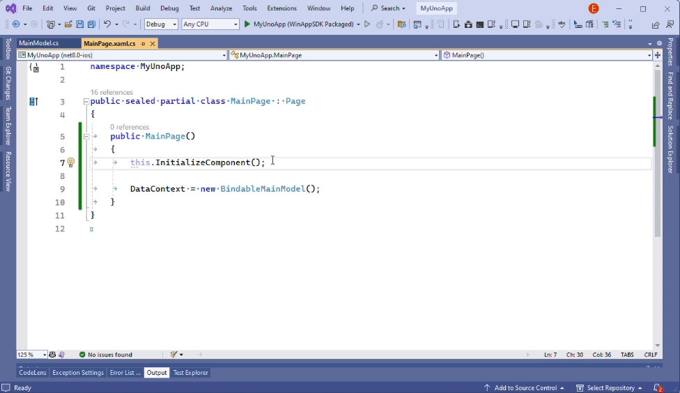 Demonstration of hitting Control T in Visual Studio to see generated code