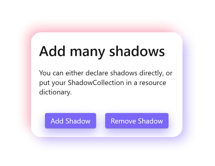 2 colored shadows with 2 buttons with single shadows