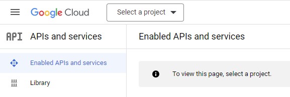 Google Console project selector dropdown