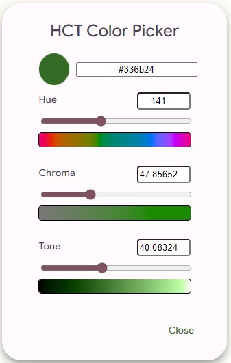 Color picker in Material Theme Builder