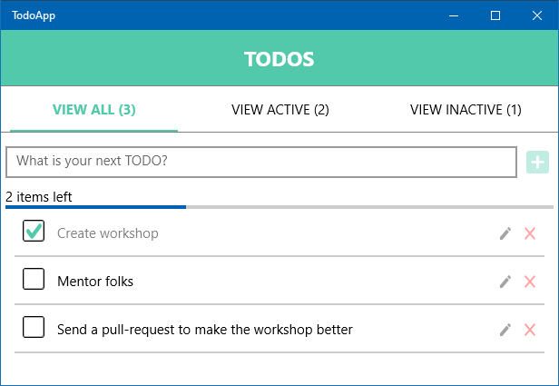 Screenshot of the TodoMVC application