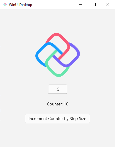 Screenshot of an Uno Platform app showing a counter