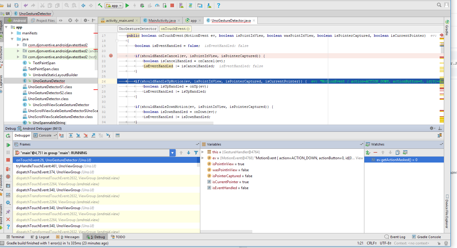 Debugging  Java code with Android studio